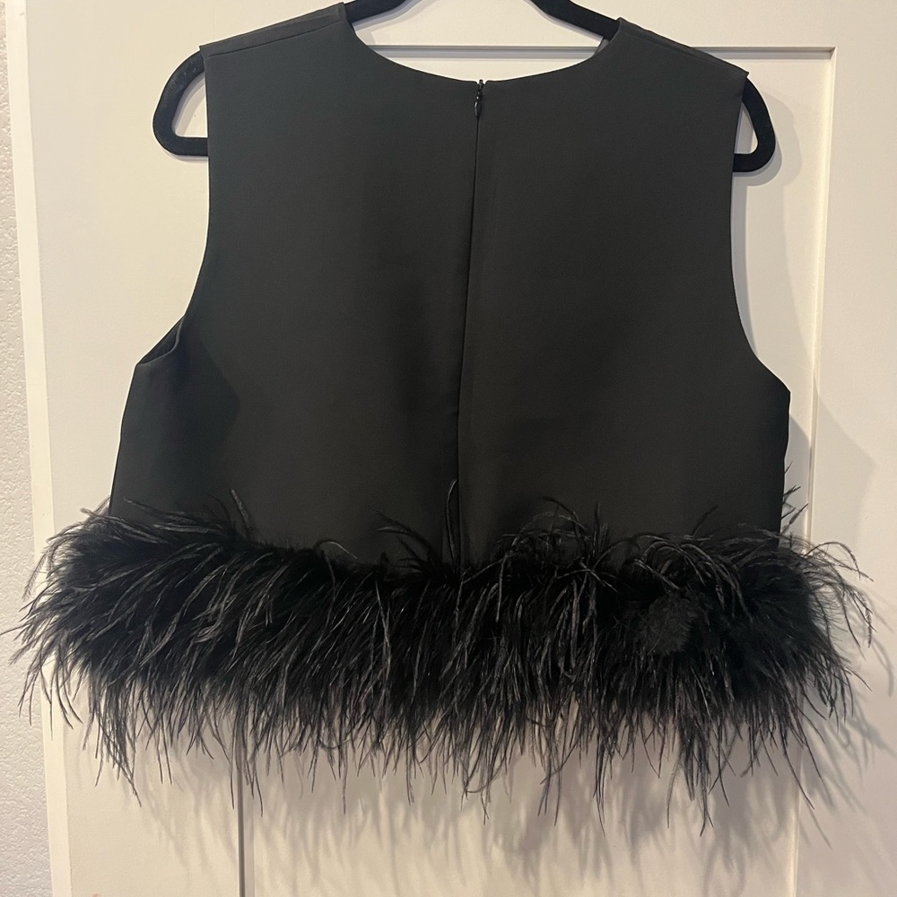 Black crop top with feather bottom